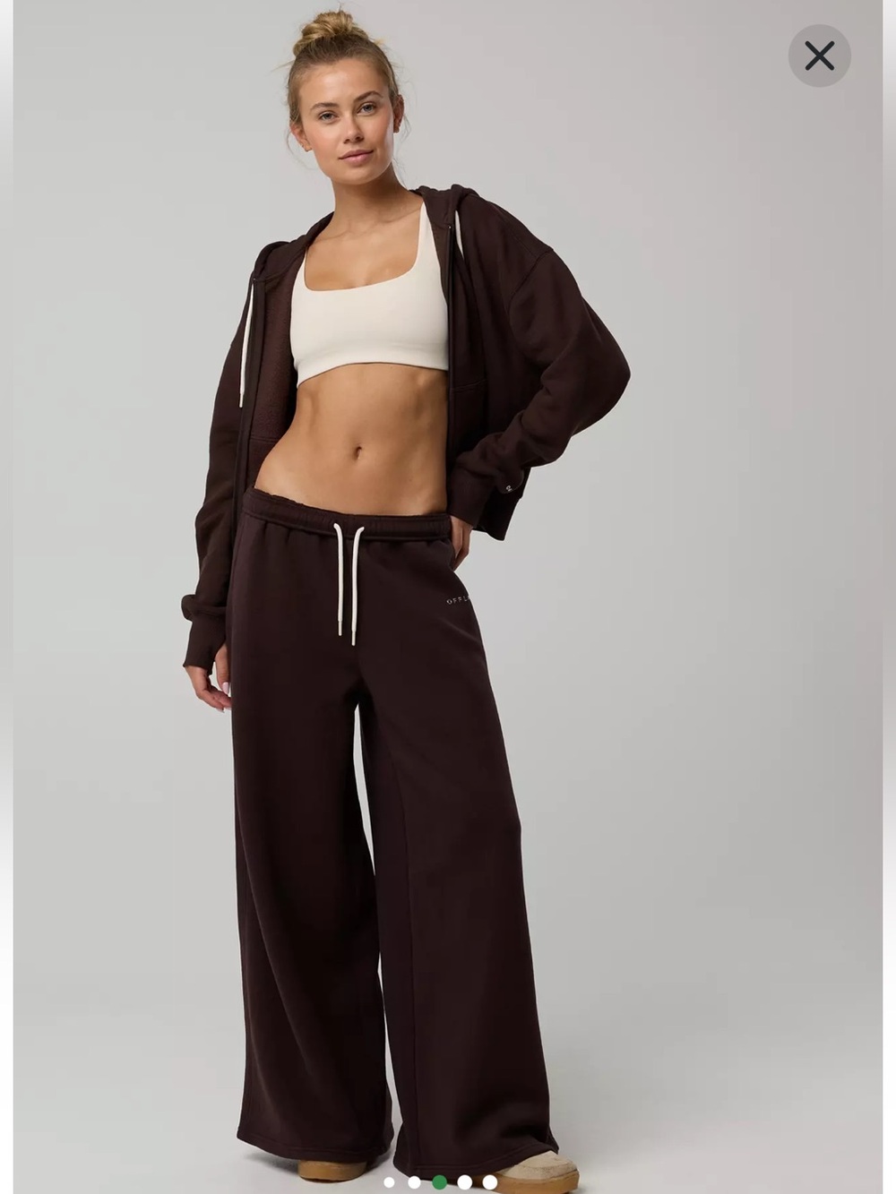 OFFLINE By Aerie Cloud Fleece Baggy Trouser Large Short Deep Earth